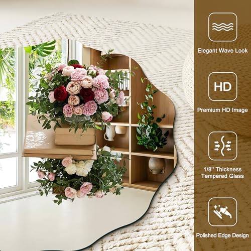 CILIBER Wavy Mirror for Wall, 3mm Tempered Glass Decorative Bathroom Vanity - Image 5
