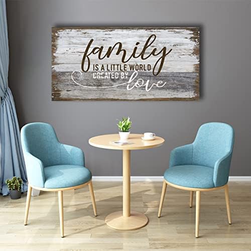 tigeridge Family Is a Little World Created by Love Canvas Wall Art Rustic - Image 3