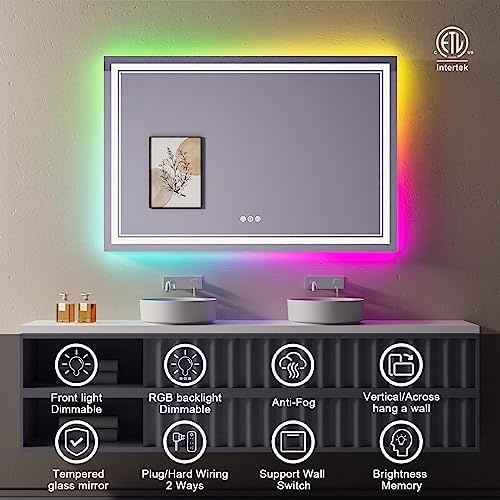 60x40 Inch RGB LED Bathroom Mirror - Image 2