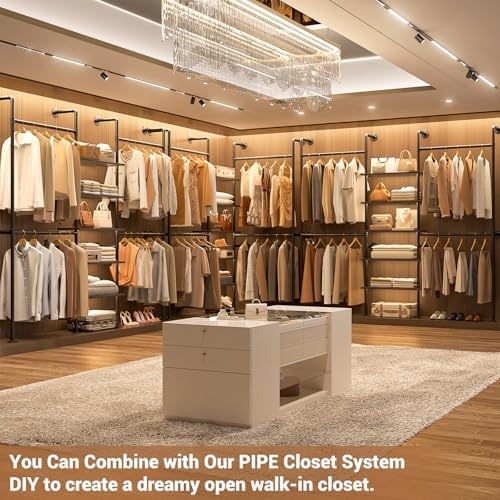 Aheaplus Industrial Pipe Clothing Rack, 6.42FT Closet Organizer System - Image 5