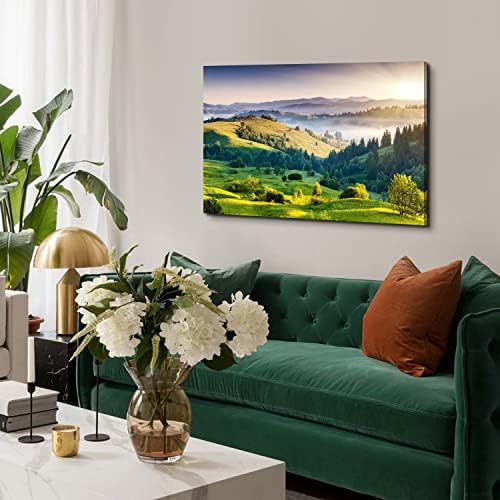 Sunrise Mountain Wall Art Misty Forest Landscape Canvas Picture Living Room - Image 5