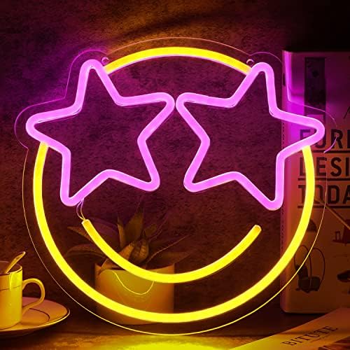 wootfairy LED Lights Wall Decor 12.2*11.41in Dimmable Smiley Face Neon Sign by wootfairy