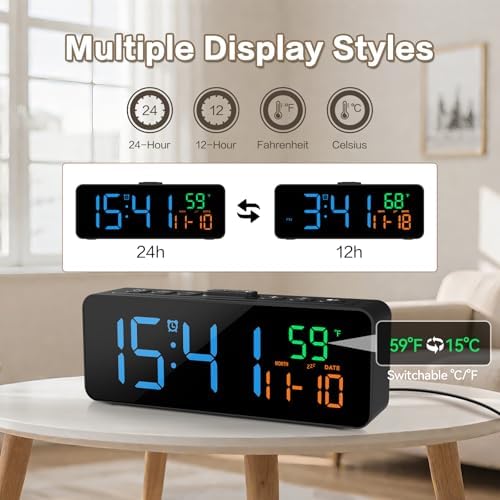 Netzu 3-in-1 Digital Clocks for Living Room, Small & Compact Alarm Clock - Image 2