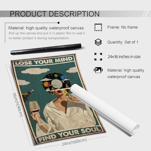MWZUPQ Lose Your Mind Find Your Soul Posters Maximalist Wall Art Retro Mid - Image 2