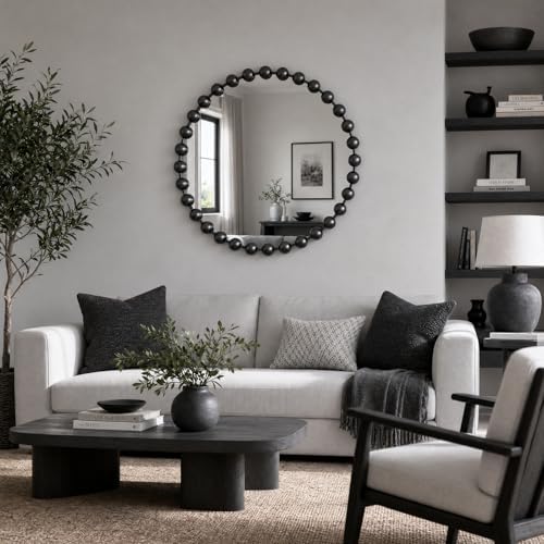 Madison Park 27 inch Black Round Mirror, Round Mirrors - Image 4
