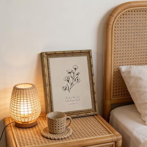 Vintage Gold Framed Wall Art Christian Bible Verse Wall Art Neutral Floral - Image 4