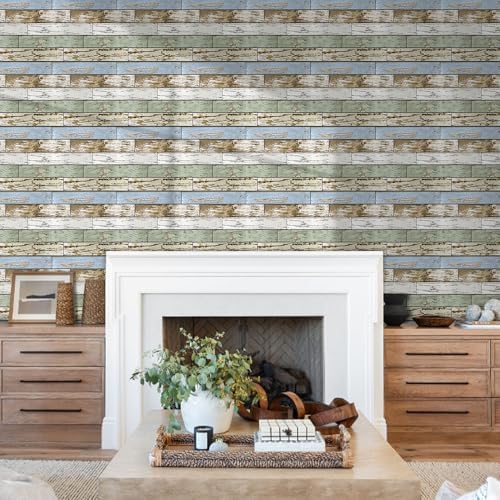 COMSTICKC 3D Faux Wood Wall Sticker Shiplap Peel and Stick - Image 6