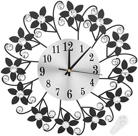 TeamSky 14.5" Metal Crystal Wall Clock, Silent Modern Decorative Clock by Teamsky