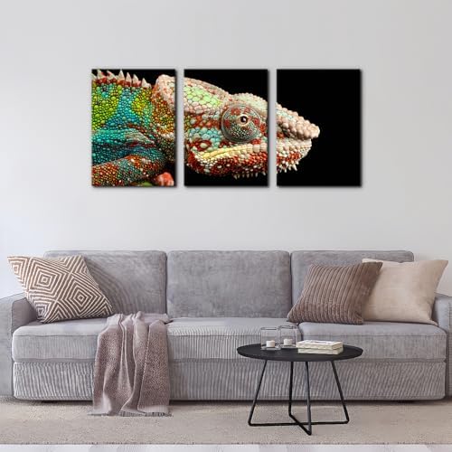 Pacimo Canvas Print Wall Art Set Chameleon Nature Photography Animals Realism - Image 2