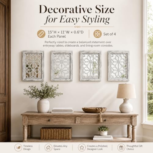 Set of 4 11x15 Inch Rectangular Shatterproof Grey Decorative Wall Mirrors - Image 6
