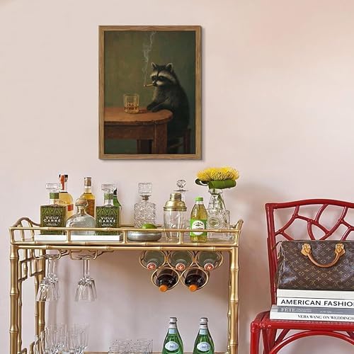 Framed Vintage Raccoon Wall Art, Moody Raccoon Canvas Prints, Funny Dark - Image 2