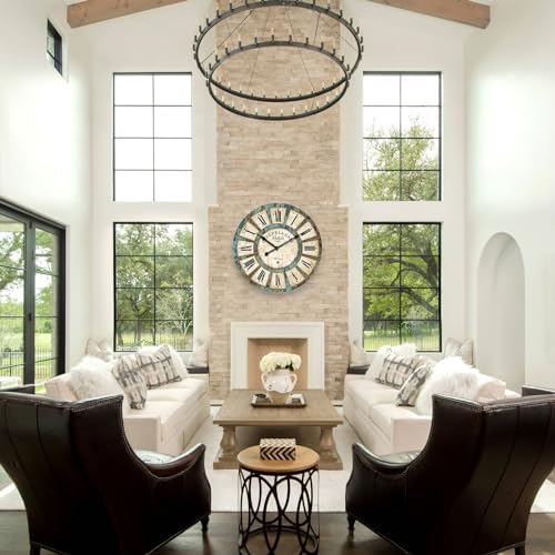 24 Inch Vintage Wall Clock, Roman Numerals Style, Battery Operated, Non-Ticking - Image 3