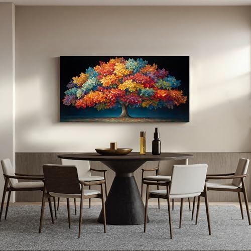 YISXINOAG Colorful Tree of Life Wall Art Modern Landscape Painting 20"X40" - Image 2