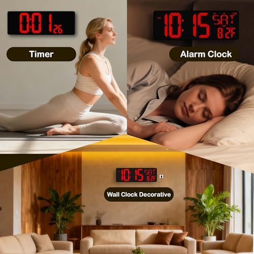 Digital Wall Clock Large Display: 16.5" LED Digital Clock - Image 7