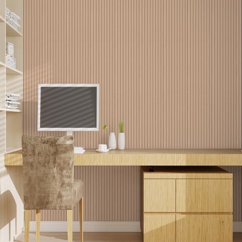 3D Wood Slat Wall Panels Peel and Stick Faux Wood Grain Thick Wallpaper - Image 5