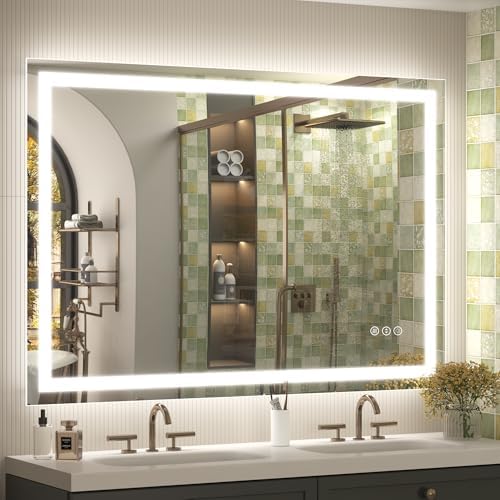 44x30 LED Bathroom Mirror with Backlit and Front Lights by CHARMOR