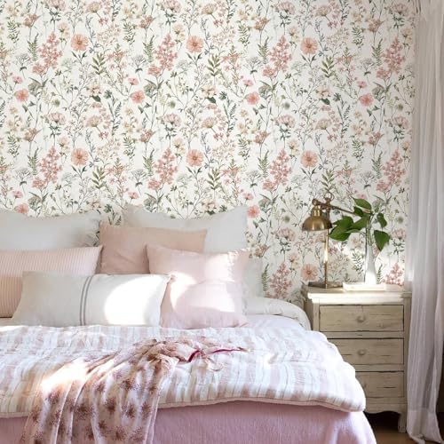 Orainege Pink Floral Peel and Stick Wallpaper Self Adhesive Wallpaper - Image 2