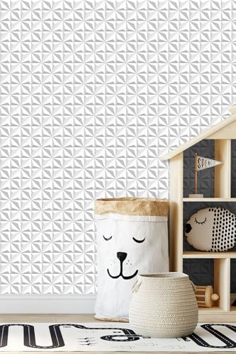 3D Flat Visual Effect Wallpaper Peel and Stick 23.6"x196.8" White Diamond - Image 3