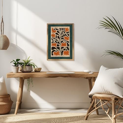 Mid Century Modern Floral Wall Art Orange Flower Poster 12x16 Inch Unframed - Image 6