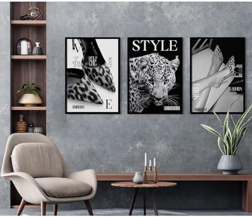 Black Leopard Wall Art Y2k Cheetah Canvas Wall Decor Fashion Trendy Posters - Image 5