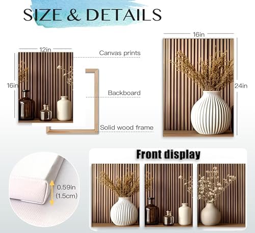 Framed 3Pcs Minimalist Floral Canvas Wall Art 16x24 inches - Image 5
