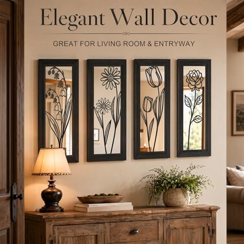 4 Set Farmhouse Mirrors for Wall Decor Living Room Bedroom Bathroom Entryway - Image 2