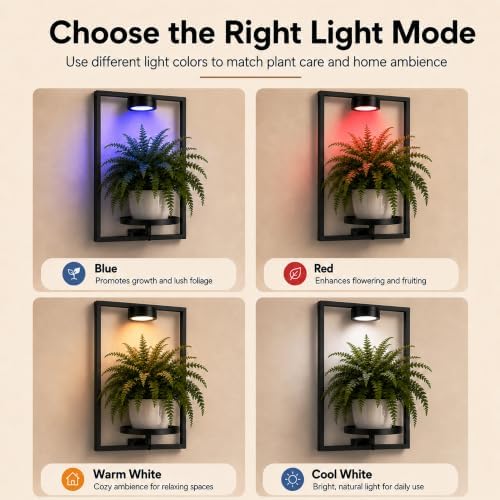2 Pack Plant Wall Shelf with Grow Light, Wall Mounted Indoor Plant Shelf - Image 5
