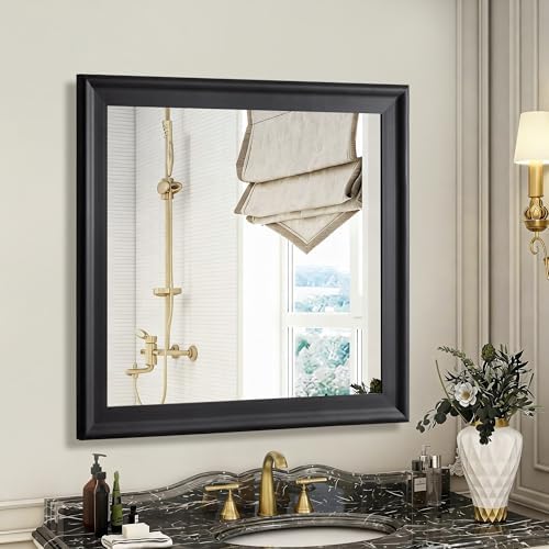 CULER Black Wall Mirror for Bathroom, Rectangle 30 x 30 inch Vanity Mirror - Image 4