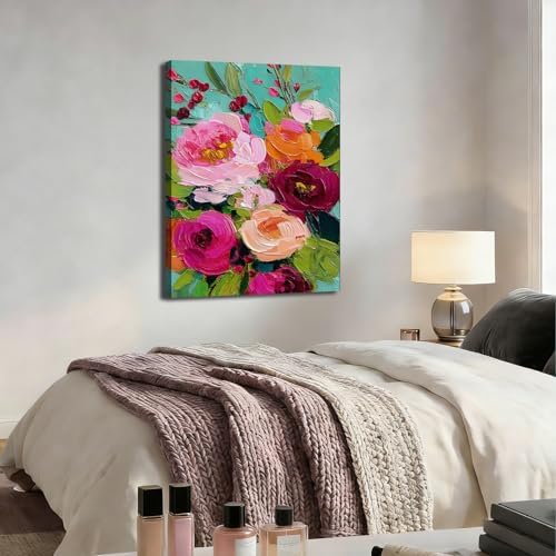 ZERILYN Ship Next Day Modern Floral Canvas Wall Art Colorful Flower Canvas - Image 5