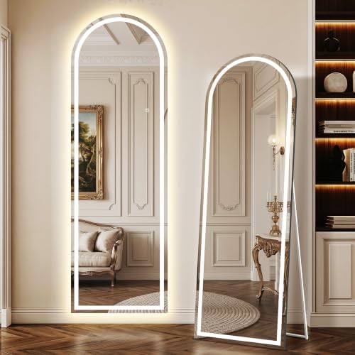 Delma LED Arched Full Length Mirror, Dimmable & 3 Color Lighting, by Delma