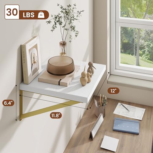 Deep Wall Shelves 12"W x 12"D Engineered Wood Floating Shelves - Image 3