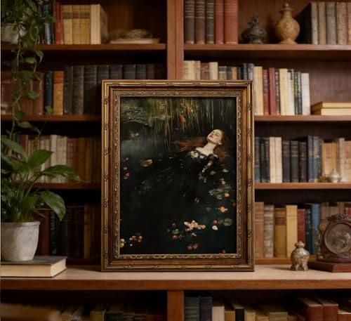 Vintage Gold Framed Ophelia Wall Art, Victorian Gothic Oil Painting Canvas Print - Image 2