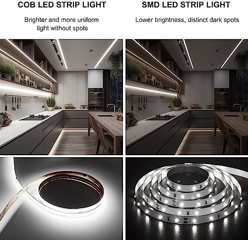 Pandery COB LED Strip 5m, 16.4ft LED Strip Lights, Touch Dimmable LED Strips - Image 6