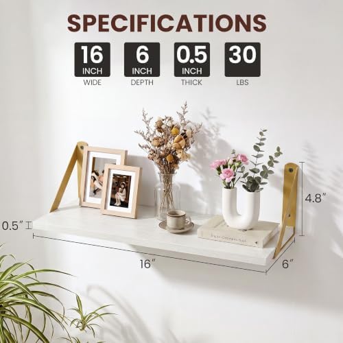 Small White Shelves for Wall 16x6 Set of 4 - Image 3
