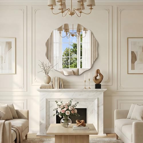 CILIBER Wavy Mirror for Wall, 3mm Tempered Glass Decorative Bathroom Vanity - Image 2