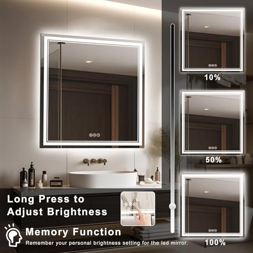 40''x30'' Lighted Mirrors for Bathroom Wall Backlit + Front Lit, Rectangular - Image 4