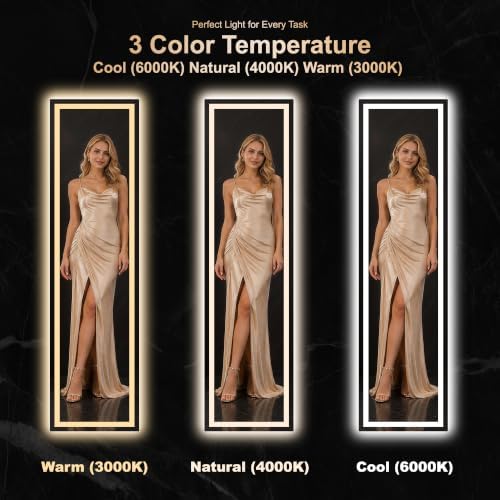 Delma LED Full Length Mirror, Dimmable & 3 Color Lighting, - Image 6