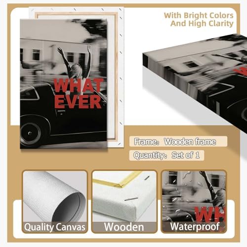 Vintage Black And White Canvas Poster Both Hand Out Of Car Window Woman Wall - Image 2