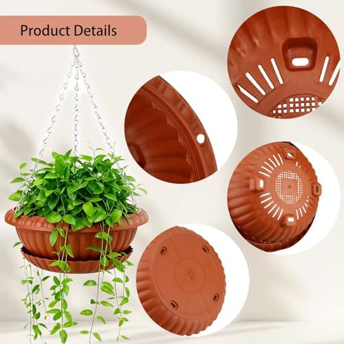 summer flower 3 Pack Large Hanging Planters 12.59in Plastic Plant Pots - Image 3