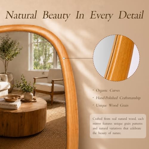 Saliwa Irregular Wall Mirror Full Length, 47.6" x 21.5" Wood Floor Length Mirror - Image 3