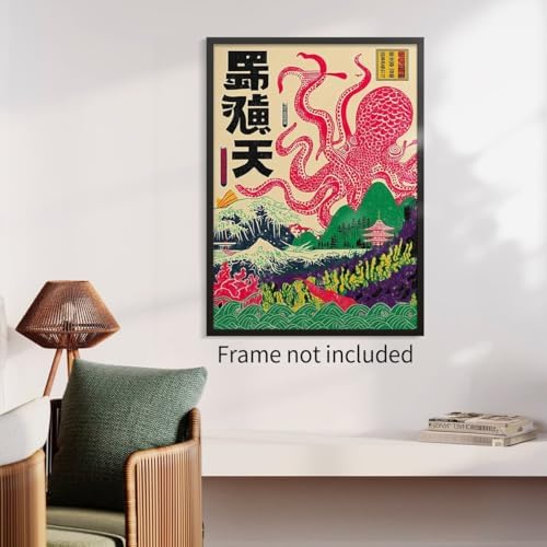 Japanese Wall Art Octopus Ocean Theme Canvas Print Vintage Ukiyo-e Sea Monster - Image 4