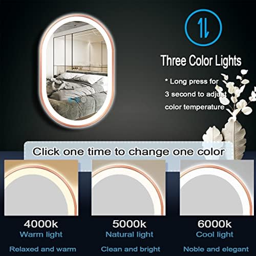 32 X 20 Inch Rose Gold LED Oval Mirror - Image 4