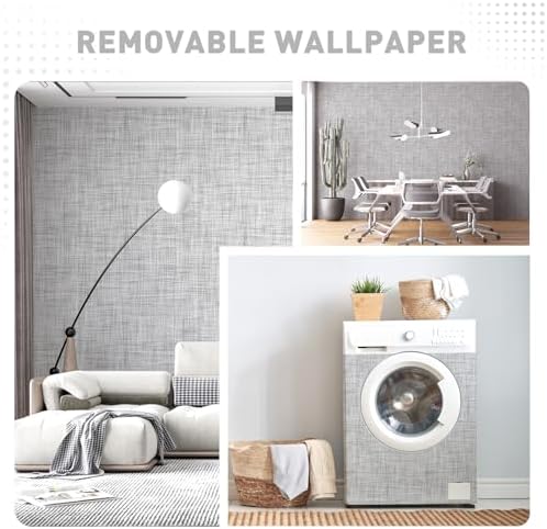 Gray Grasscloth Wallpaper Peel and Stick Wallpaper Texture Contact Paper - Image 3