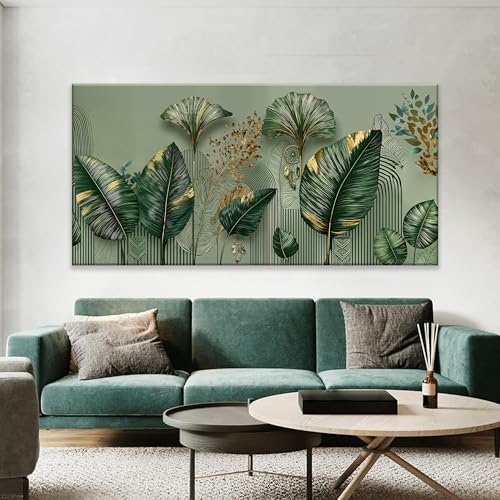 Large Green Leaf Accent Botanical Canvas Wall Art - Image 6