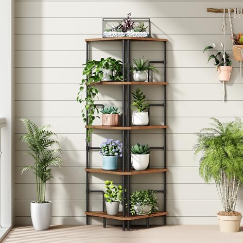 MAHANCRIS 5-Tier Corner Shelf, 52.8" Tall Corner Bookshelf - Image 4