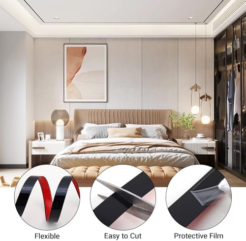 Gaahing 196.8" x 1.5" Brushed Black Molding & Wall Trim, Flexible Peel and - Image 6