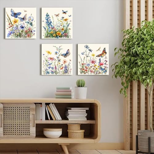 Butterfly Wall Art Farmhouse Wildflower Pictures Wall Decor Bathroom Decor - Image 4