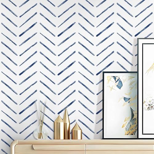Rugreat Blue Herringbone Peel and Stick Wallpaper Modern 393inL17.3inW by ExploringWallpaperArtwithRugreat
