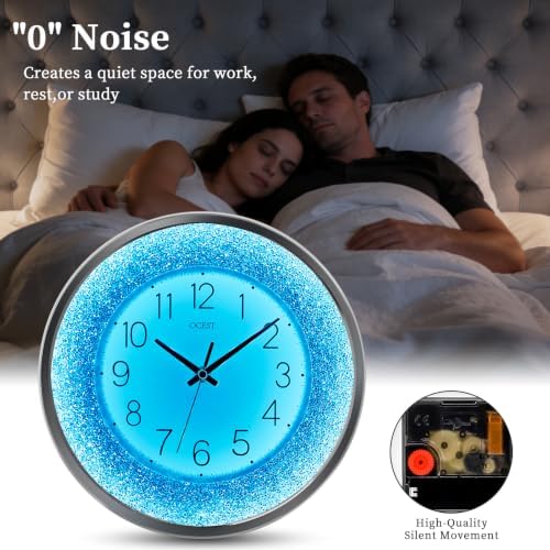 OCEST 12 Inch Crushed Diamond Wall Clock - Image 5