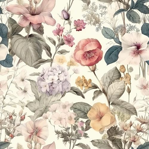 Jeweluck Vintage Floral Wallpaper Peel and Stick Wallpaper 16.9”x393.7” by Jeweluck